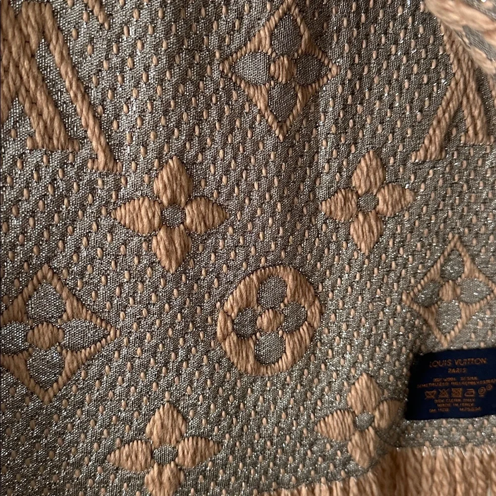 Authentic Louis Vuitton tan wool + Silk scarf